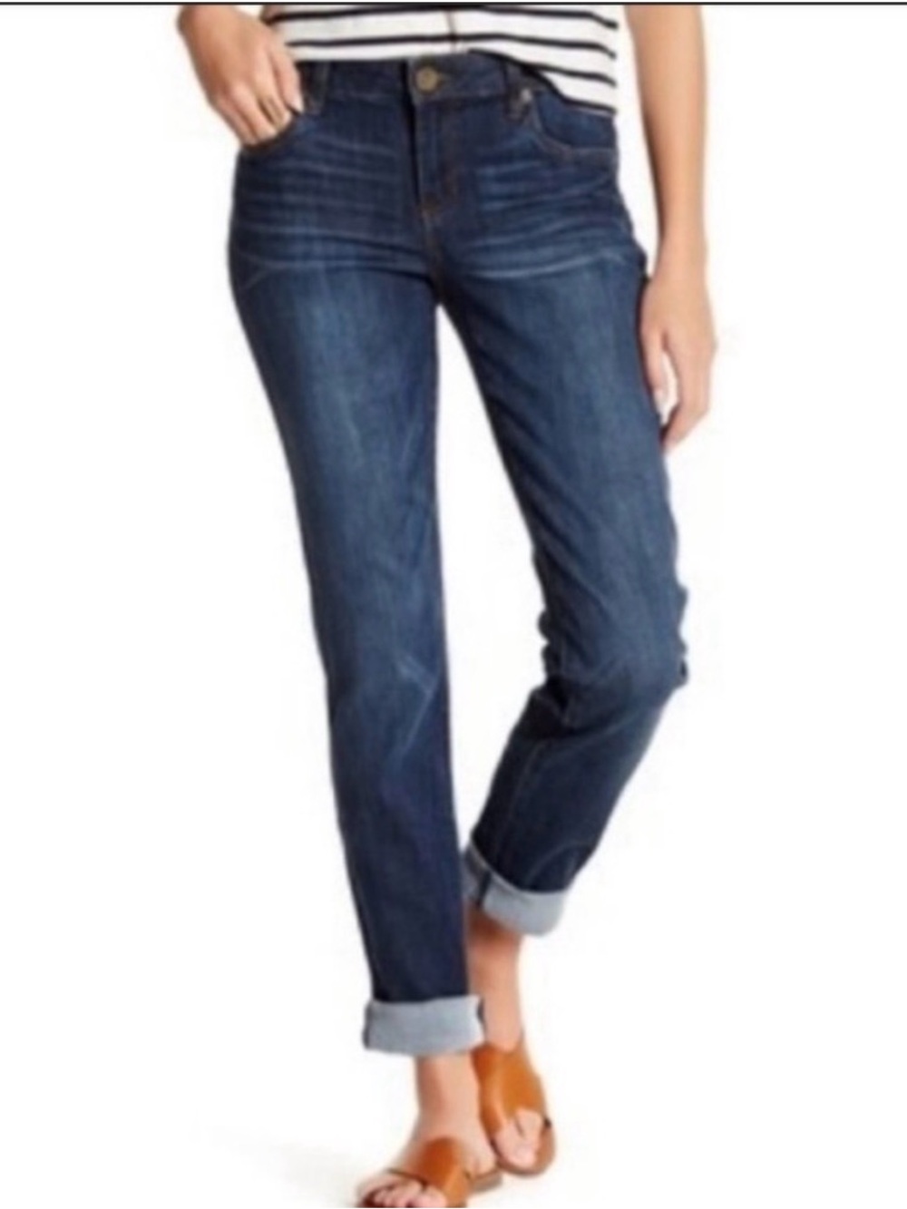 Kut from the Kloth Dark Blue Cuffed Boyfriend Jeans